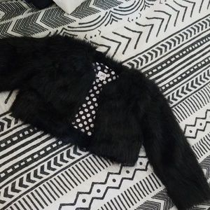 Faux Fur Black Cropped Coat